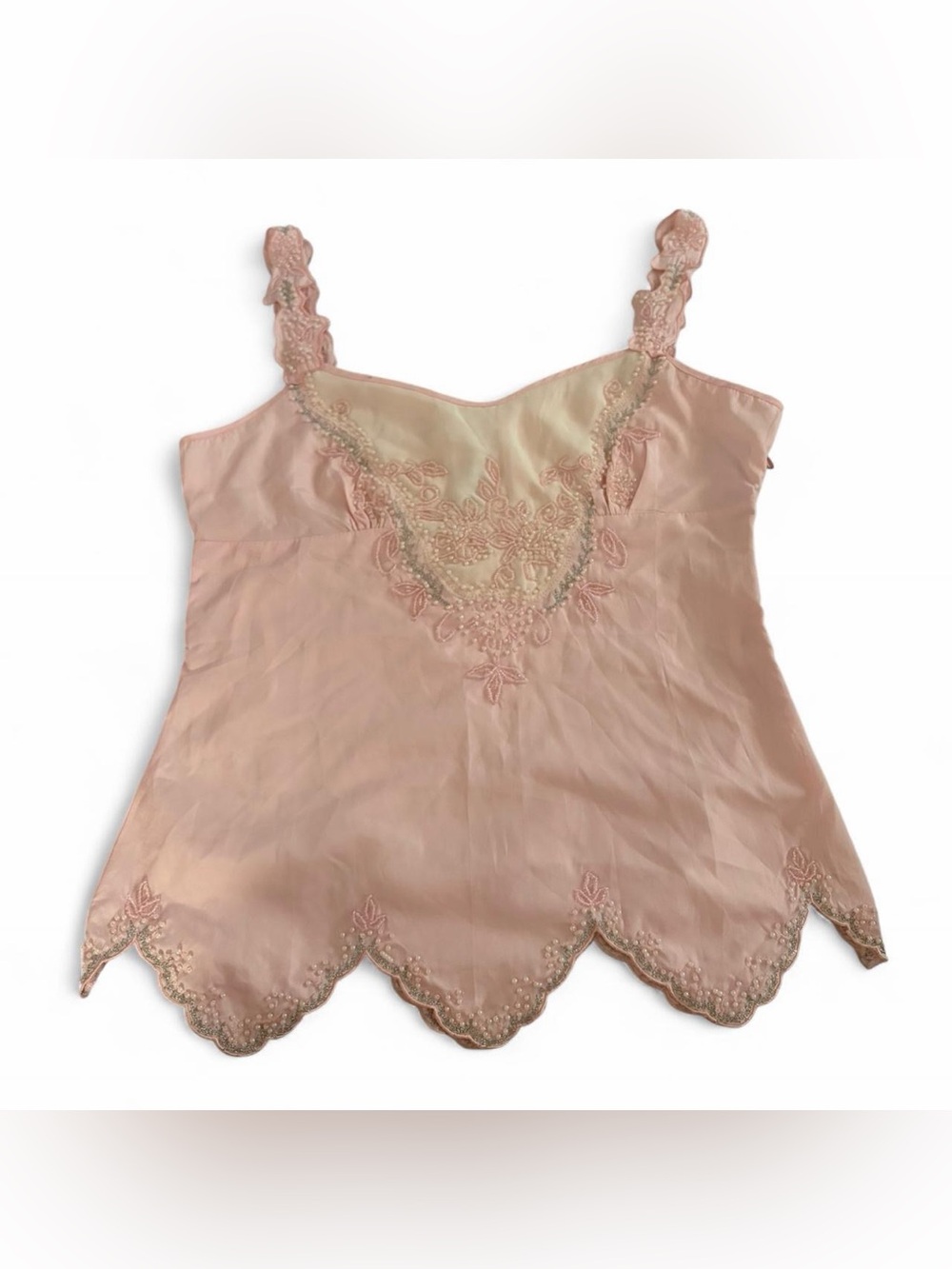 Blush Pink Pearl embroidered satin fairy top